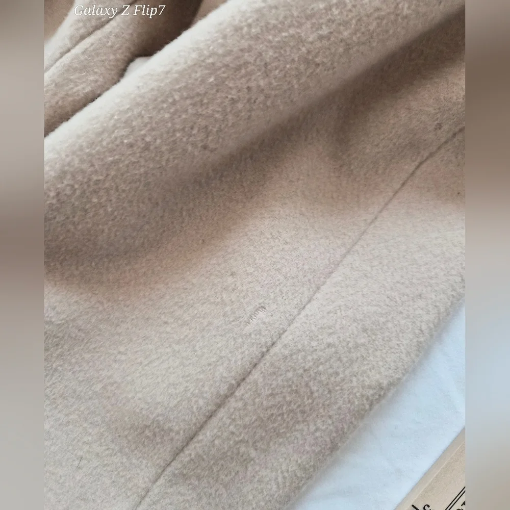 ​Talbots Petites 100% Wool Double Breasted Pea Coat Beige Tan Size 14P - Picture 10 of 10